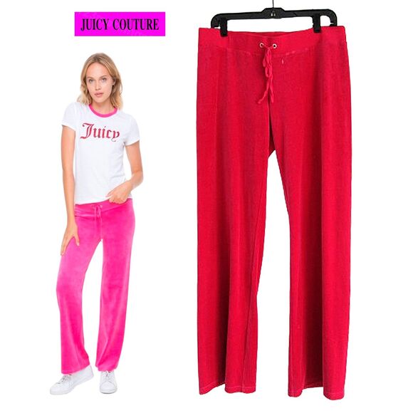 JUICY COUTURE NEW Y2K MAR VISTA SANGRIA Velour Drawstring Flare Jogger L - Picture 1 of 11